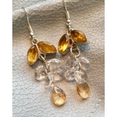 709 boucles d'oreilles citrine, swarovski, argent sterling